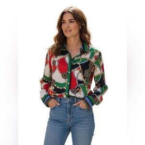 🆕 NY&C long sleeve gold chain link button up shirt